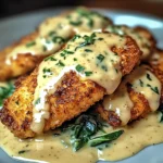 Crispy Parmesan Chicken with a Rich Garlic Sauce - Easy Dinner Idea