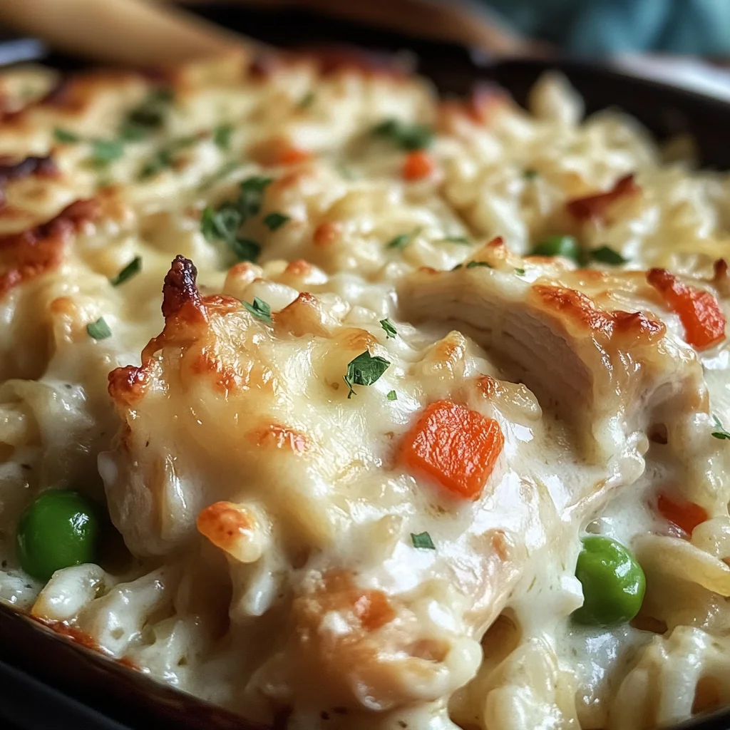 Dump-and-Bake Chicken Alfredo Rice Casserole Recipe