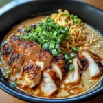 Fiery Chicken Ramen with Creamy Garlic Sauce