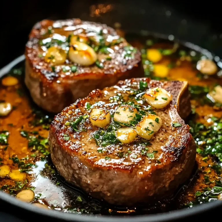 Garlic Butter Pan Seared beef Chops