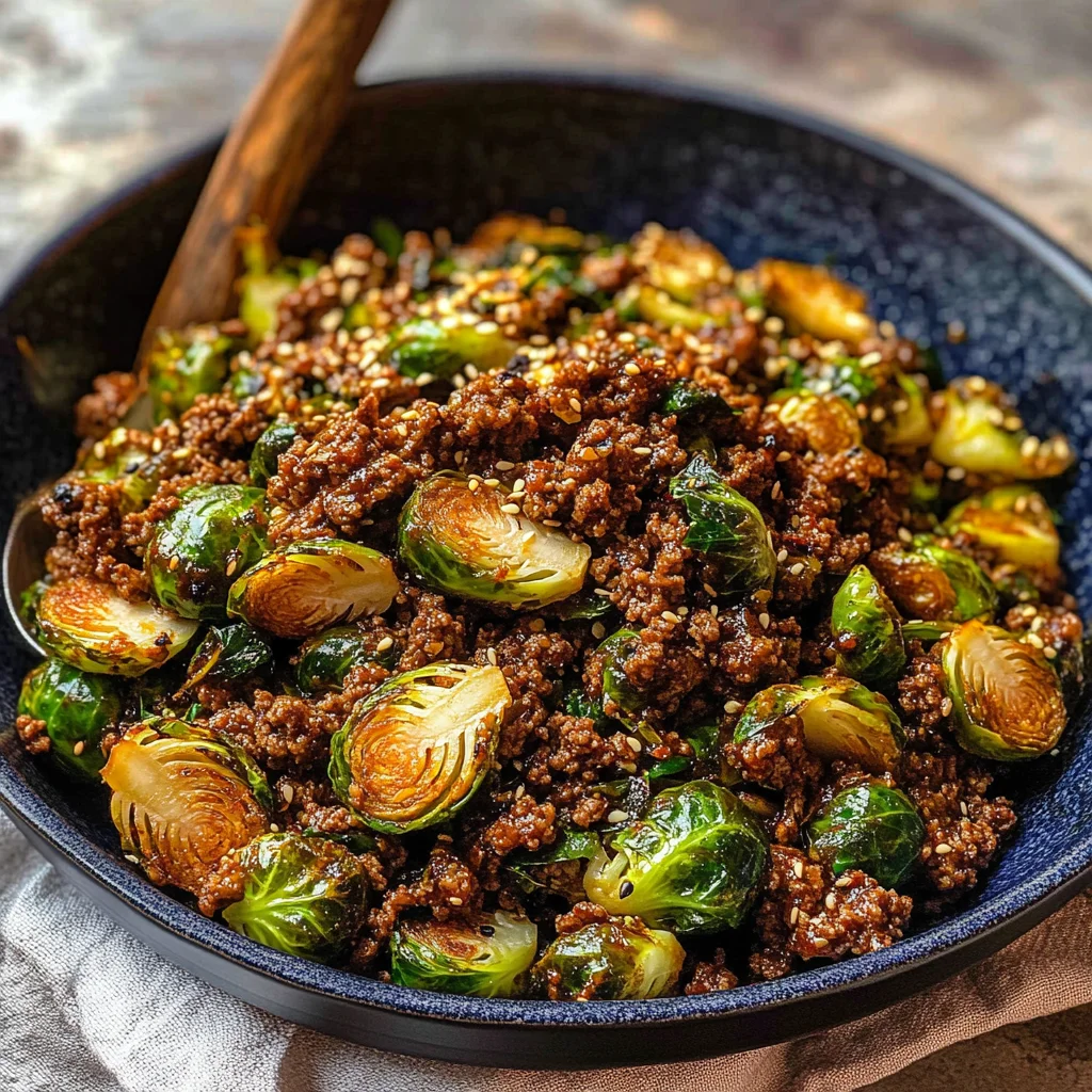 Ground Beef and Brussels Sprouts