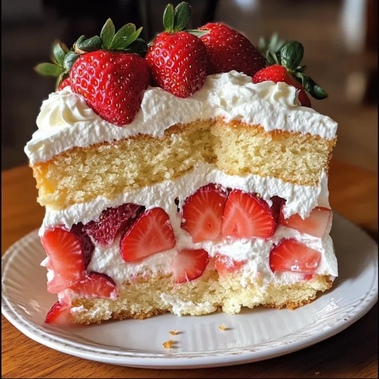 Moist Strawberry Shortcake Cake with Whipped Cream Frosting