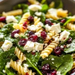 Spinach Pasta Salad with Feta and Cranberries