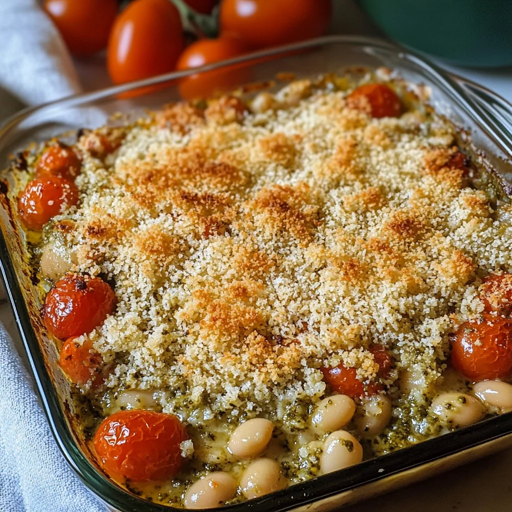 White Bean and Pesto Bake