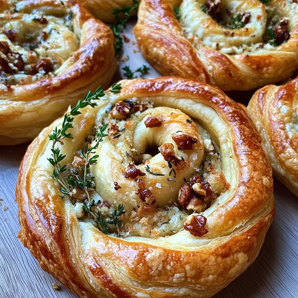 Blue Cheese Walnut Thyme Puff Pastry Twirl Recipe