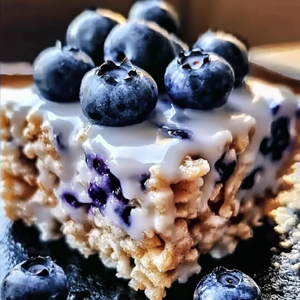 Blueberry Rice Krispies Treats with Vanilla Glaze