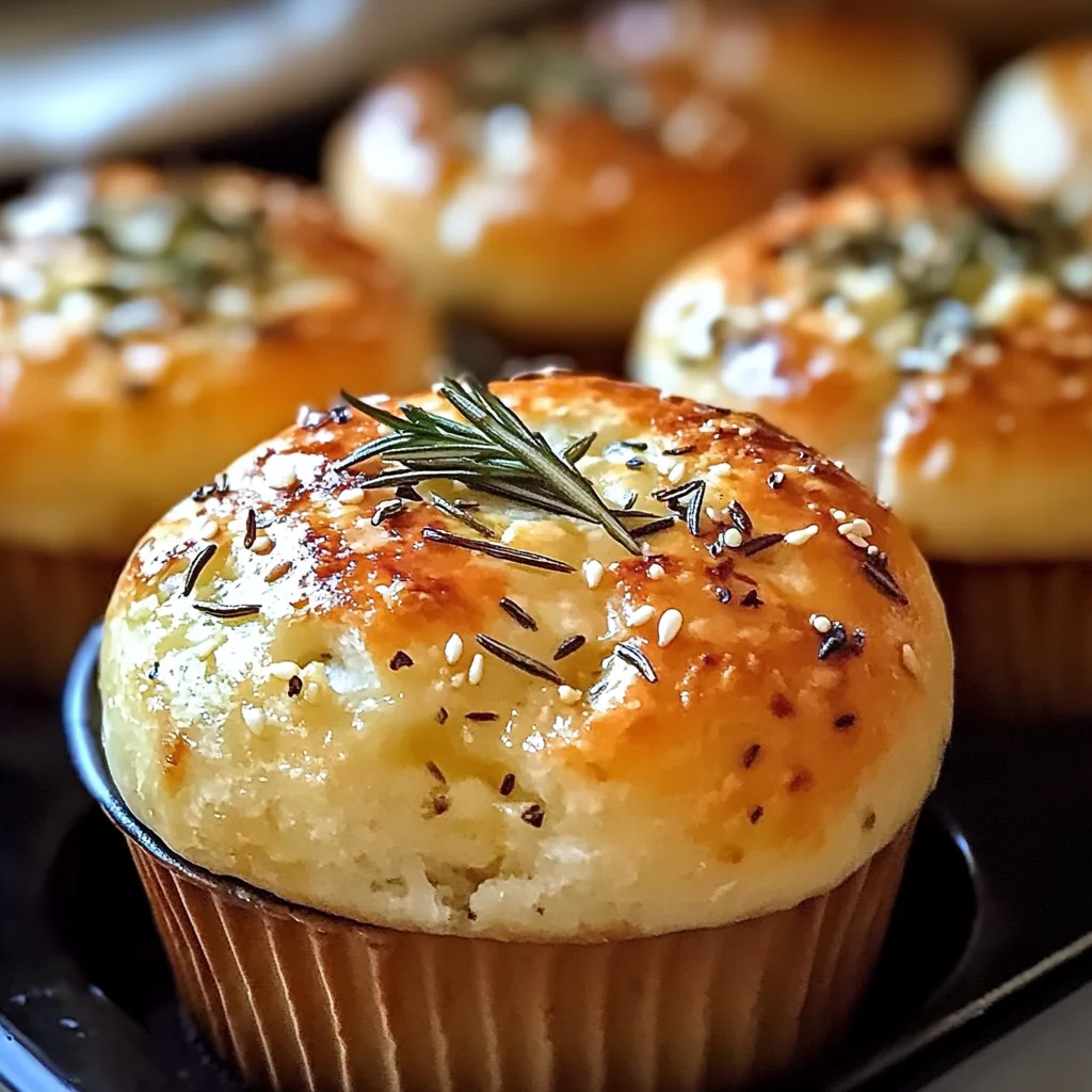 Easy Garlic Rosemary Focaccia Muffins