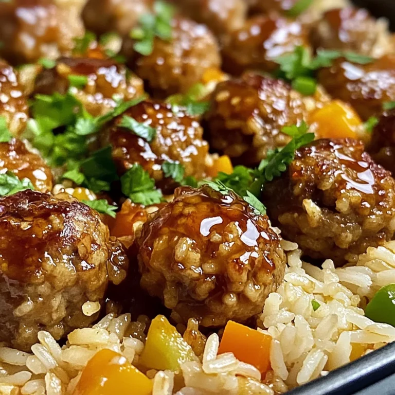 Honey Garlic Meatball Rice Bake