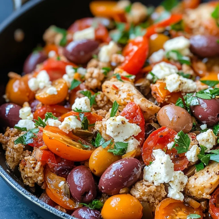 Mediterranean Keto Ground Chicken Skillet with Olives and Feta