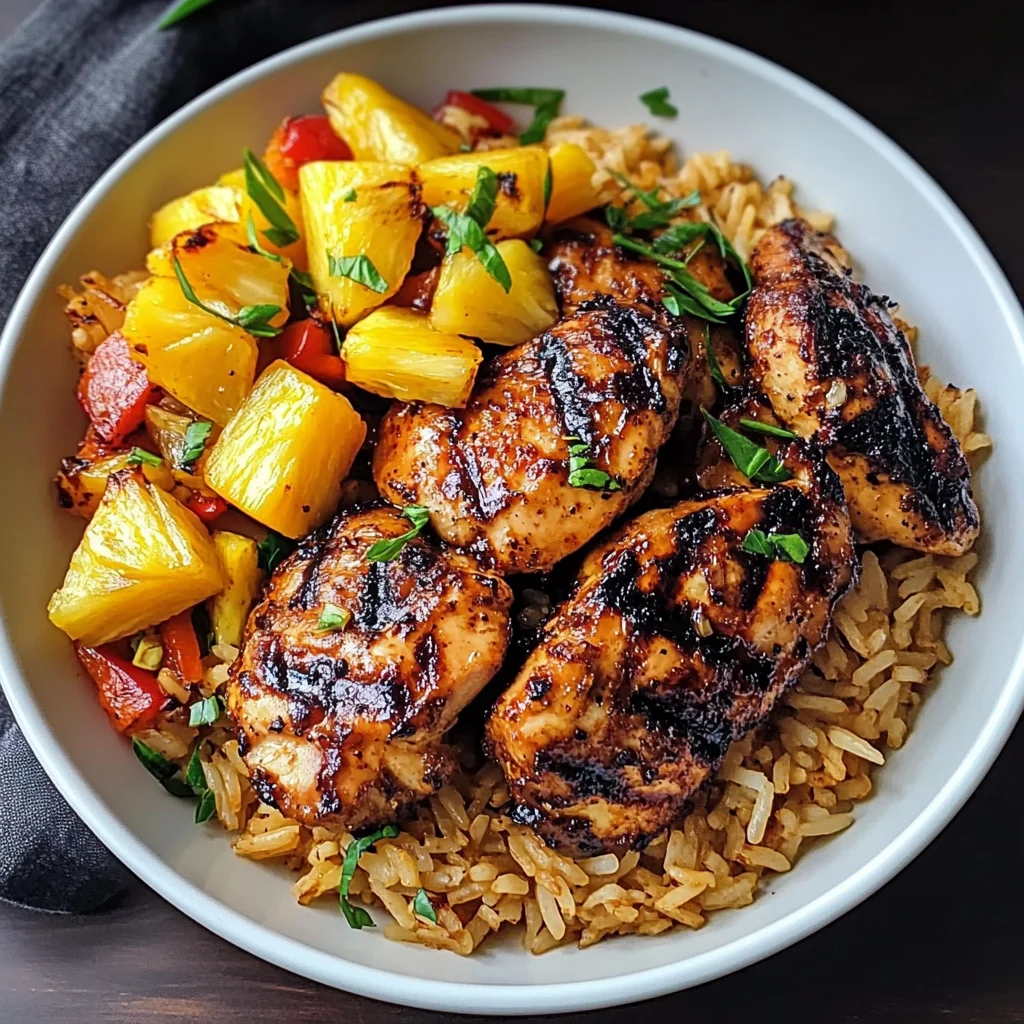 One Pan Caribbean Jerk Chicken with Pineapple-Coconut Rice Recipe