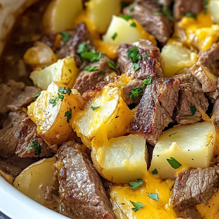 Slow Cooker Steak and Cheddar Potato Casserole