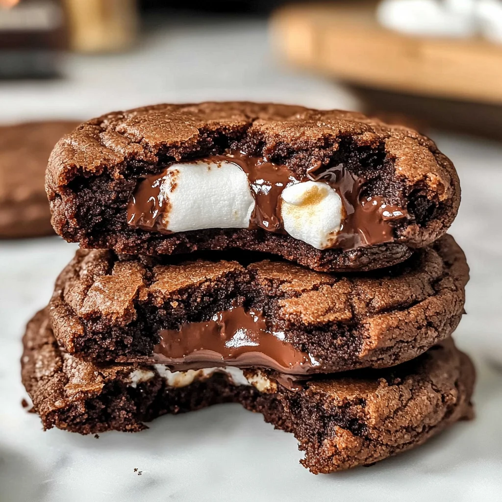 Marshmallow and Nutella Stuffed Chocolate Cookies
