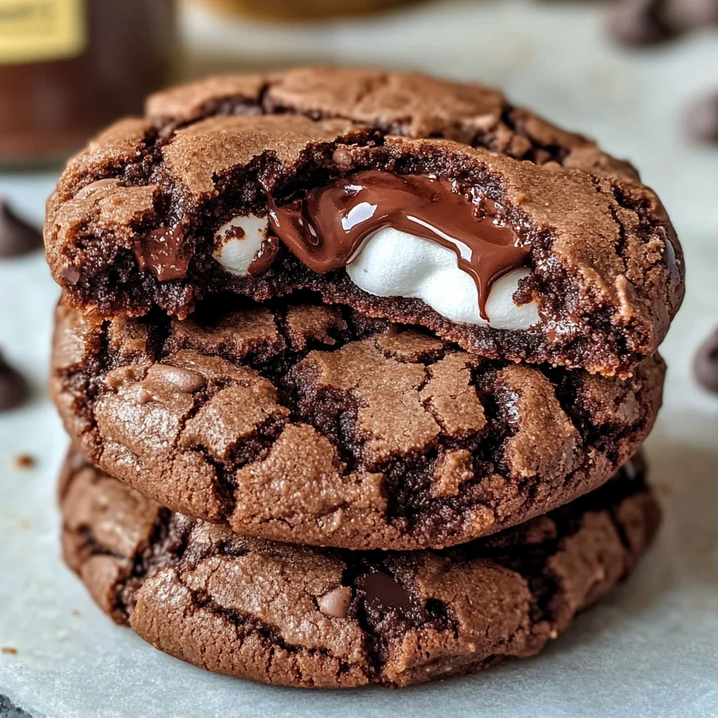 Marshmallow and Nutella Stuffed Chocolate Cookies