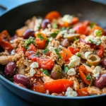 Mediterranean Keto Ground Chicken Skillet with Olives and Feta