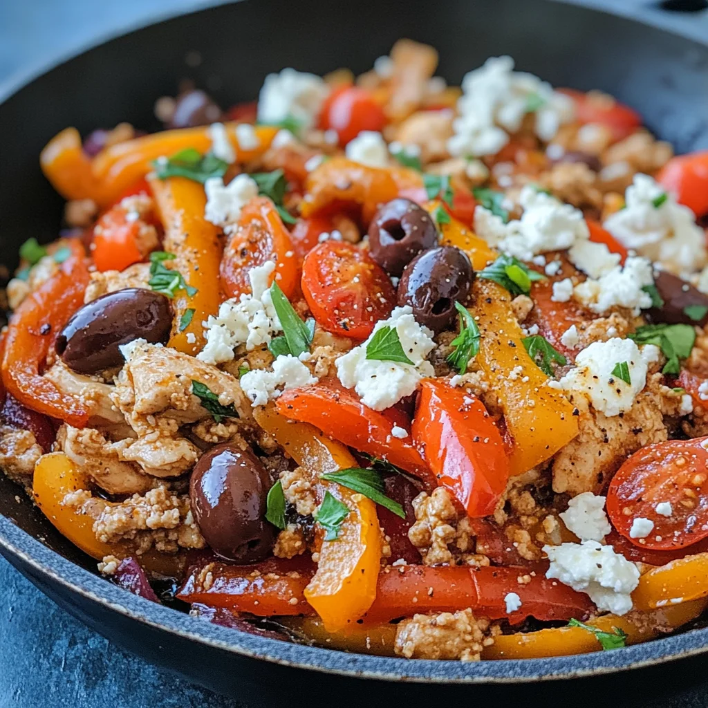 Mediterranean Keto Ground Chicken Skillet with Olives and Feta