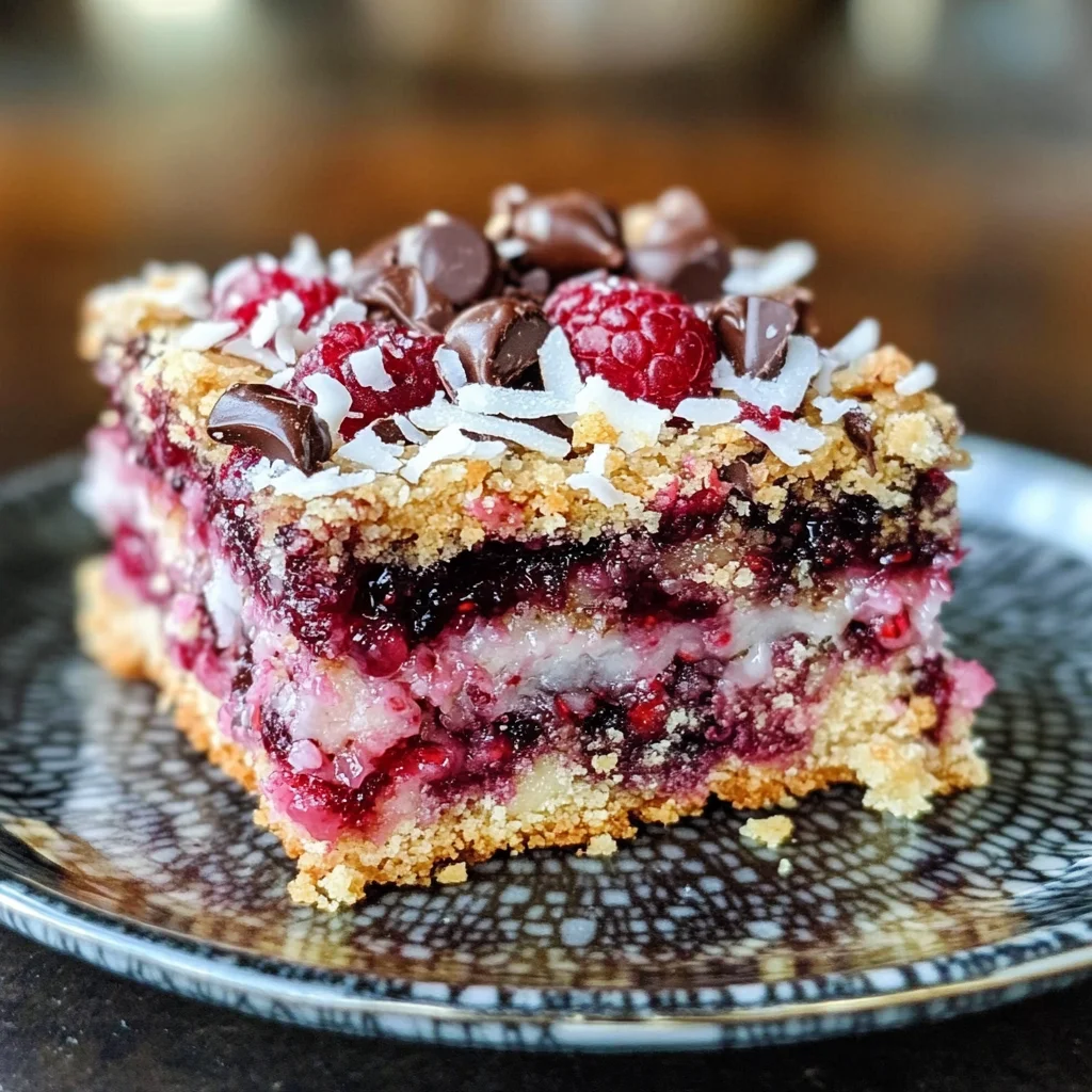 Raspberry Coconut Magic Bars