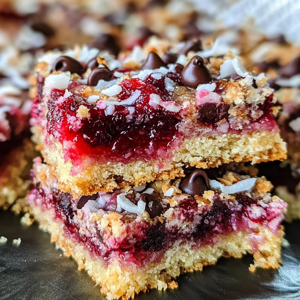 Raspberry Coconut Magic Bars