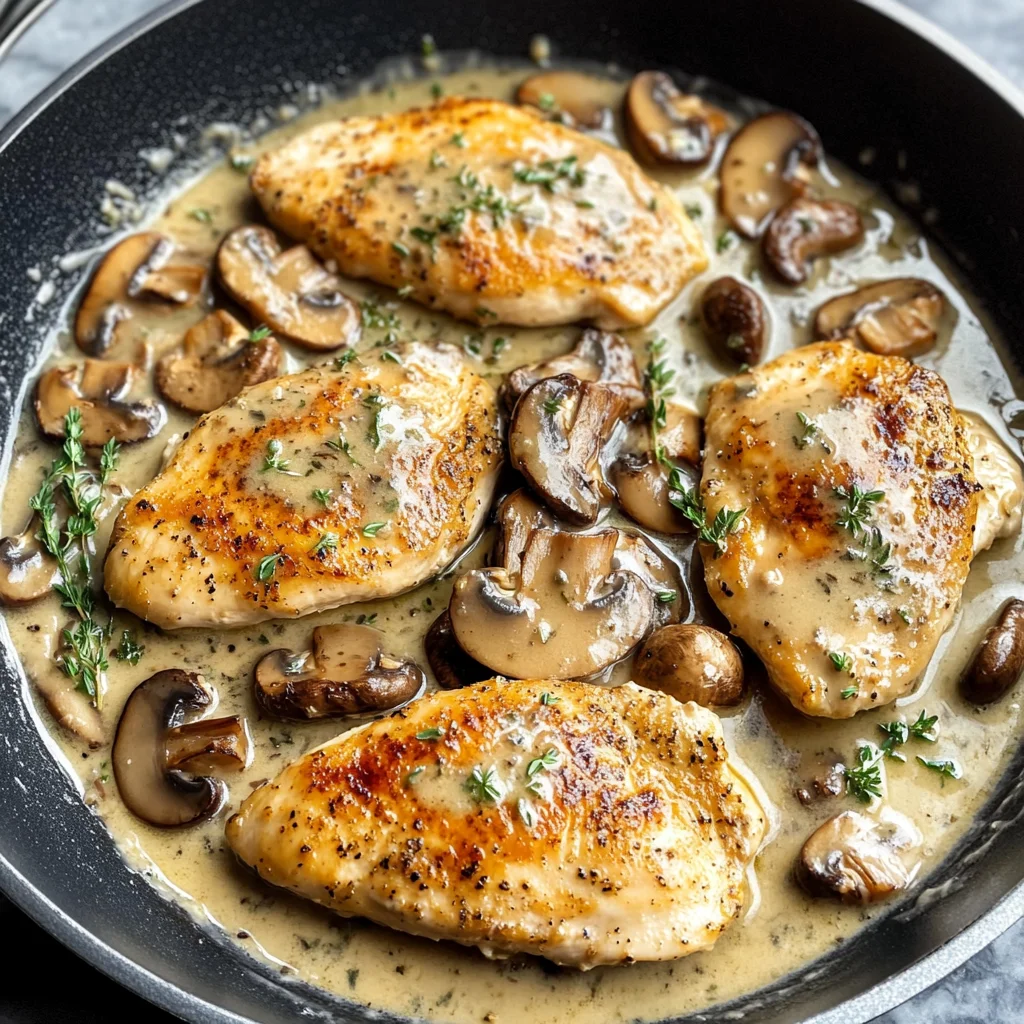Skillet Chicken and Mushroom Wine Sauce