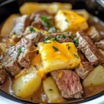 Slow Cooker Steak and Cheddar Potato Casserole