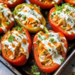 Buffalo Chicken Stuffed Peppers - Dairy Free & Low Carb