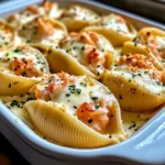 Seafood Stuffed Jumbo Shells with Creamy Cheese Sauce